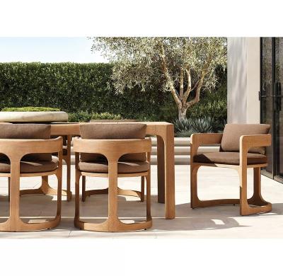 China Traditional Luxury Balcony Furniture Durable Solid Wood Curved Back Armchair Outdoor Teak Dining Set for sale