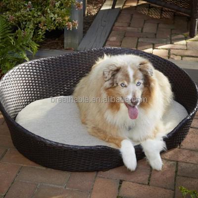 China Modern Home Popular Oval Shape Furniture Outdoor Rattan Dog Dog Bed Wicker Bed for sale