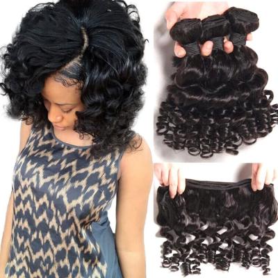 China Brazilian Bouncy Curly Hair Bundles Human Hair Weave Remy Hair Extensions Natural Color for sale