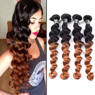 China Pre-colored Ombre Human Hair Weave Loose Wave 1b/30 Peruvian Ombre Hair Extensions for sale