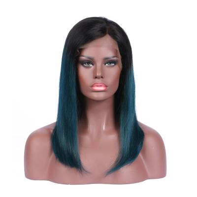 China Brazilian Virgin Hair Lace Front Wig Ombre 1B/green for sale