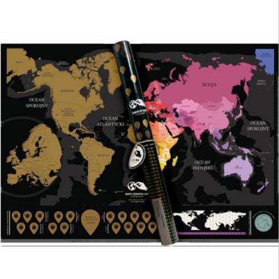 China 200g Coated Customer World Map 88*52cm Scratch Paper Scratch Off Custom Map Size Travel Scratch Map China OEM Supplier for sale