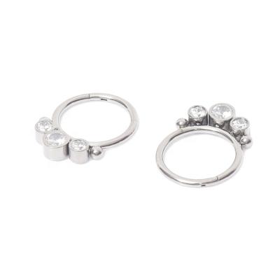 China Fashionable Stainless Steel Hinged Rings With Crystal And Ball Dangling Nose Ring for sale