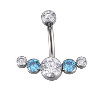 China FASHIONABLE Astm f136 Titanium Internally Threaded Zircon Curve Banana Navel Piercing Titanium for sale