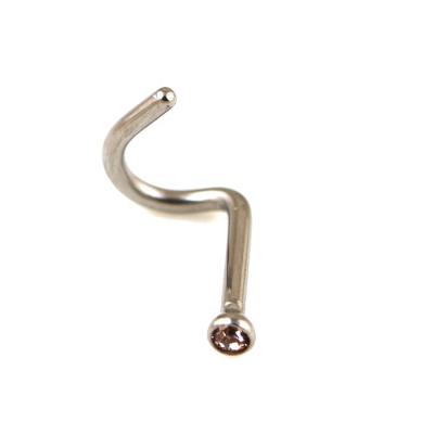 China Fashionable G23 Crystal Nose Screw Nose Ring Solid Titanium for sale