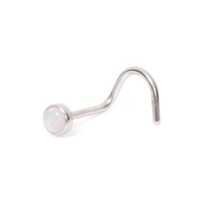 China Fashionable G23 Titanium White Opal Nose Screw Nose Ring Nose Piercing Jewelry for sale