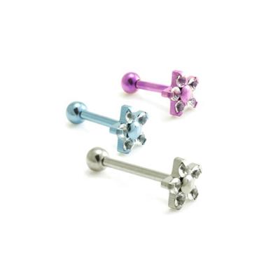 China Fashionable titanium internally threaded tragus stud with crotch set flower piercing helix for sale