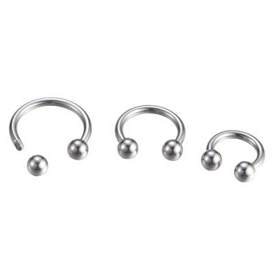 China FASHIONABLE ASTM F136 Titanium Externally Threaded 16G Horseshoe Lip Ring Circular Barbell Titanium Piercing for sale