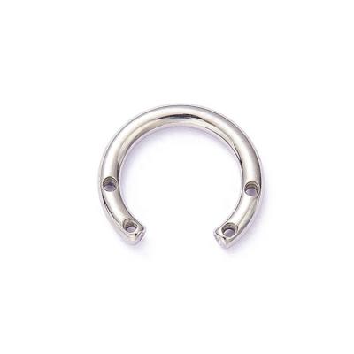 China FASHIONABLE ASTM F136 Titanium Internally Threaded Circular Barbell Bar With Two Holes Jewelry Pieces for sale