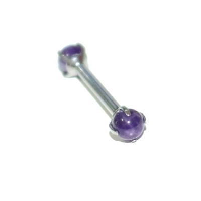 China Tongue Piercing ASTM F136 Implant Grade Titanium Internal Tongue Piercing With Prong Set Natural Amethyst Ball for sale