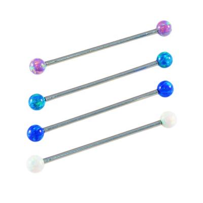 China Trendy Titanium Internally Threaded Opal Industrial Barbell Piercing Custom Barbell for sale