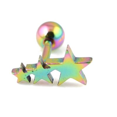 China Trendy Rainbow Plated Star Helix Tragus Jewelry Ear Tragus Perforations for sale