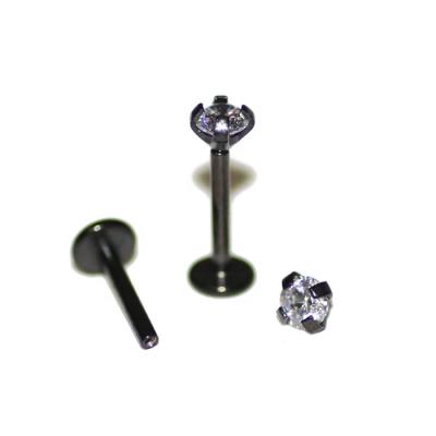 China FASHIONABLE Black Pvd Anodized Fork Set CZ Labret Piercing Jewelry for sale