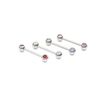 China Fashionable Surgical Steel Colored Crystal Nipple Barbell Nipple Ring for sale