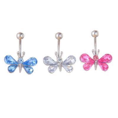 China FASHIONABLE Colorful Stainless Steel Butterfly Navel Belly Button Ring for sale