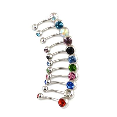 China Fashionable Crystal Navel Ring Wholesale Belly Surgical Steel Mixed Colors 316L Ring for sale