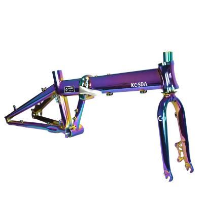 China Road Bikes Super Folding Bicycle Frame Lightweight Alloy Bicycle Frame 6061 Alloy Bicycle Frame Electroplated for sale