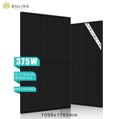 China High Efficiency Solar Panel Factory Price Wholesale 375W Mono Cell G12 MBB Half All Black Mono Solar Power Panel for sale