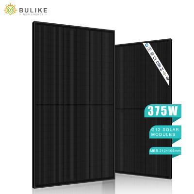 China Best all black G12 375w 210mm portable high efficiency mono solar panel sunpower cheap price half cut mono solar panels for farm for sale