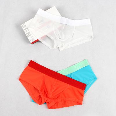 China Wholesale Antibacterial Wholesale Ice Silk Sexy Men's Designer Boxers Underwear Boxer Briefs Custom Made for sale