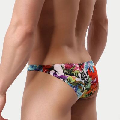 China Wholesale Antibacterial Custom Multicolor Elastic Band Cotton Flower Gay Men's Sexy Underwear Briefs for sale