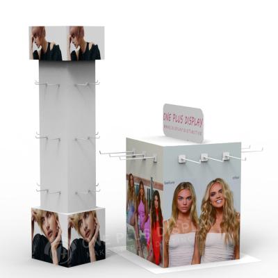 China Retail Advertising Hair Styling Product Hook Display Rack Cardboard Wig Hair Extension Peg Board Hook Display Shelve For Salon for sale