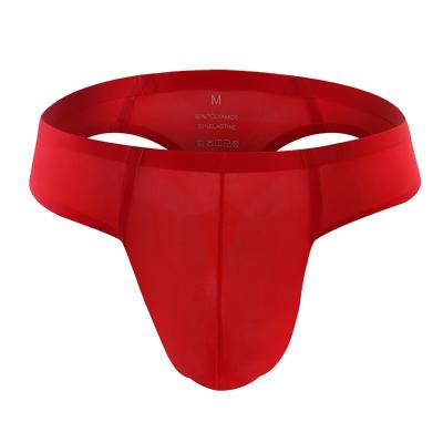 China Traceless Factory New Straight Men's Thong Ice Silk Seamless Underwear Convex Low-cut Sexy Solid Color for sale