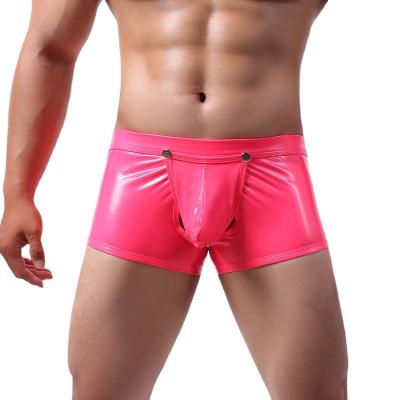 China Other manufacturer Men's small stain paint nightclub skin waist pocket divider underwear artificial leather bright pants for sale