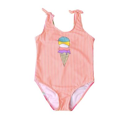 China Orange Children's Breathable Baby Swimsuit Printed Cute and Comfortable Elastic One-Piece Girl Bikini High for sale