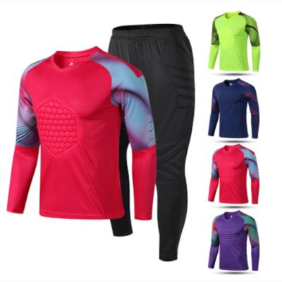 China Shirts & New Men's Football Training Sleeve Soccer Goalie Soccer Jersey Top Pants Long Top Protective Sponge Adult Goalkeeper Uniform for sale