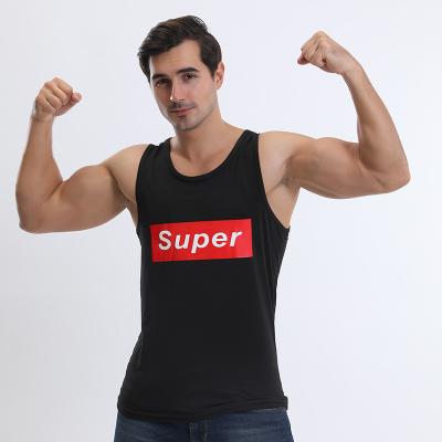 China Wholesale Anti-wrinkle fitness bodybuilding print loose sleeveless T-shirt sports gym men's vest for sale