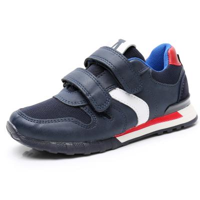 China Breathable Boys Fashion Color Trend Shoes Durable Walking Sneakers Navy Blue Children's Sports Shoes for sale