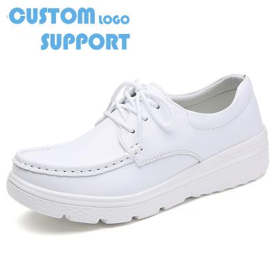 China Genuine Cow Leather Logo Support Nurses Shoes Females Hospital Work Nursing Shoes Woman Custom Comfort for sale