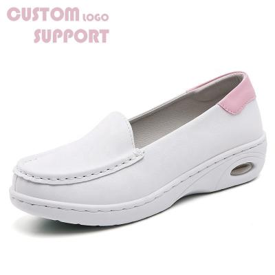 China Custom Support Cowhide Shoes Woman White Nursing Comfort in Genuine Cowhide Genuine Leather for sale