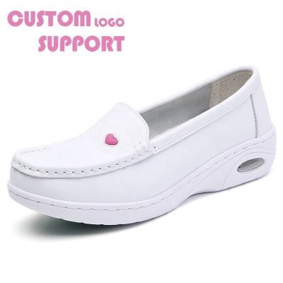 China Genuine cow leather custom logo leather support nursing wholesale hospital shoes zapatos de fermera for sale