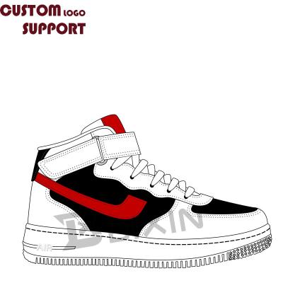 China Fashion Trend Factory Original Custom Brand Shoes Genuine Leather Rubber Shoes Customized Laces Logo High Top Men Basketball Shoes for sale