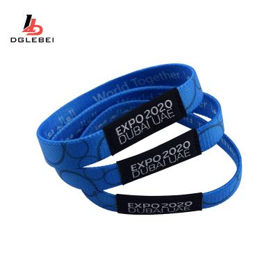 China Hot Selling Polyester Fabric High Quality Elastic Band Wristband Custom Logo Fashion Wristband for sale