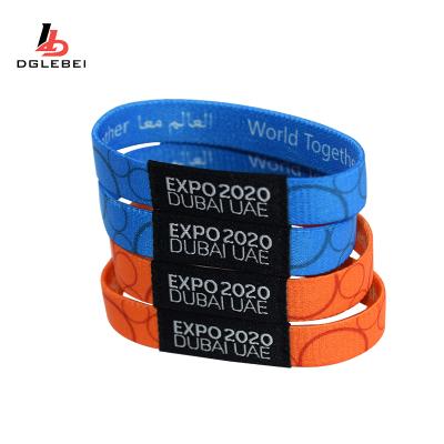 China High Quality Polyester Logo Fabric Custom Event Wristband Elastic Custom Wristband For Activity for sale