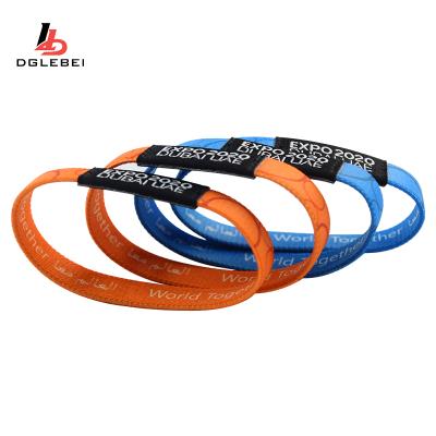 China Polyester Factory Cheap Custom Logo Wristband Poly Knitted Elastic Polyester Wrist Band Wrist Strap for sale