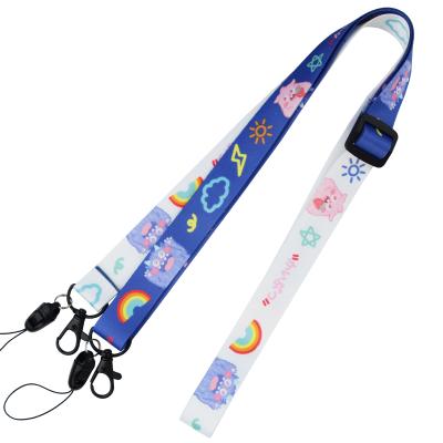 China Health Care Institutes Wholesale Custom Polyester Double Side Printing Adjustable Reversible Flag Lanyard Gradient Color Cute Lanyards for sale