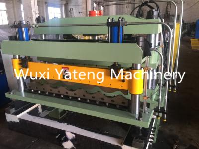 China Galvanized Steel Corrugated Roof Panel Roll Forming Machine H-Beam Base And Infeed Guides for sale