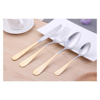 China 2021 viable hot sale product stainless steel flatware modern luxury silver with pvd gold hand cutlery set for sale