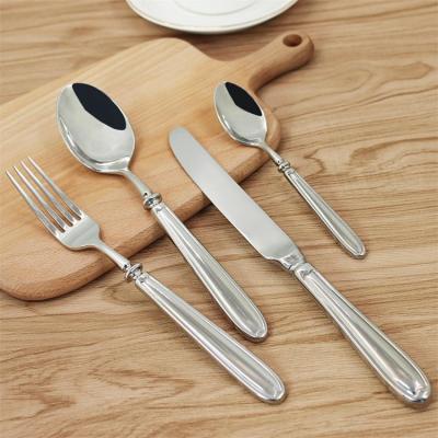 China Amazon Viable Best Selling European Royal Luxury Antique Forge Spoon Knife Metal Stainless Steel Forge Cutlery Set for sale