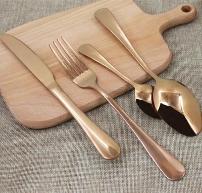 China Amazon Top Sale Stainless Brass Cutlery Stainless Cutlery Rose Gold Silverware Set For Guests For Distinguished Guests for sale