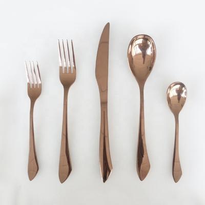 China Sustainable Jieyang Shengde Factory Price Rose Gold Stainless Steel Spoons Fork Cooking Kitchen Utensil Copper Cutlery Set for sale