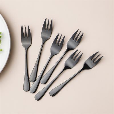 China Viable modern design good quality matte black restaurant buffet flatware fork set stainless steel dessert cake fruit fork for sale