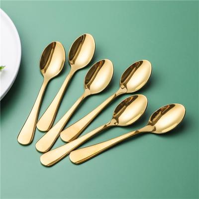 China Viable High End Product Stainless Steel 6pcs Flatware Dessert Teaspoon Royal Luxury Gold Spoon Set Custom Tea Spoon for sale