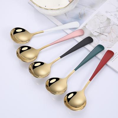 China Custom Viable Gold Luxury Coffee Stainless Steel Flatware Christmas Logo Food Grade Food Grade Cup Spoon For Sale for sale