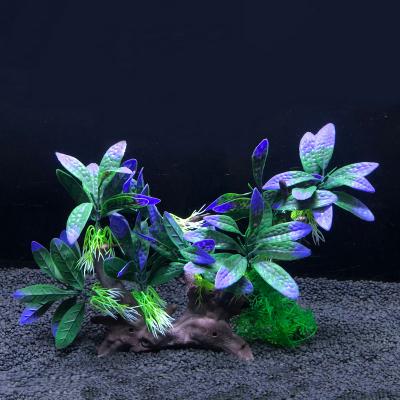 China Wholesale Viable Fish Tank Decoration Plastic Artificial Driftwood Tree Aquarium Plants for sale