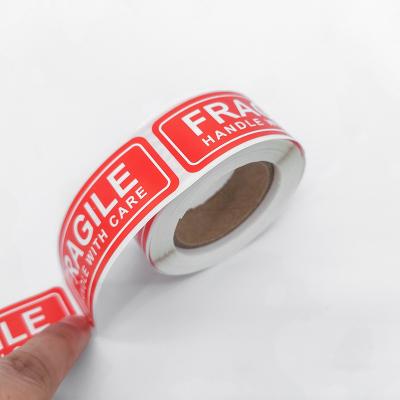 China Waterproof Stock Self Adhesive Roll HANDLE WITH CARE FRAGILE THANK YOU Fragile Labels for sale